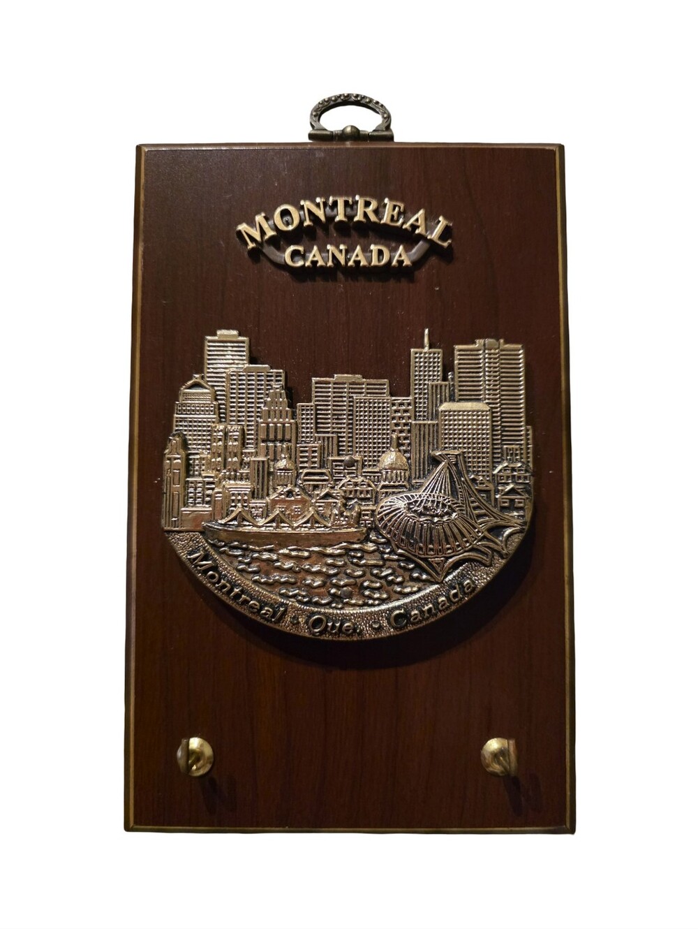 Montreal Canada Skyline Key Holder Wall hanger golden metal brown Souvenir gift